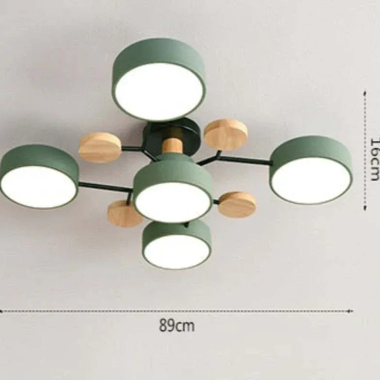 Semi-flush Light For Bedroom Sienna Metal & Wood Ip20 Led