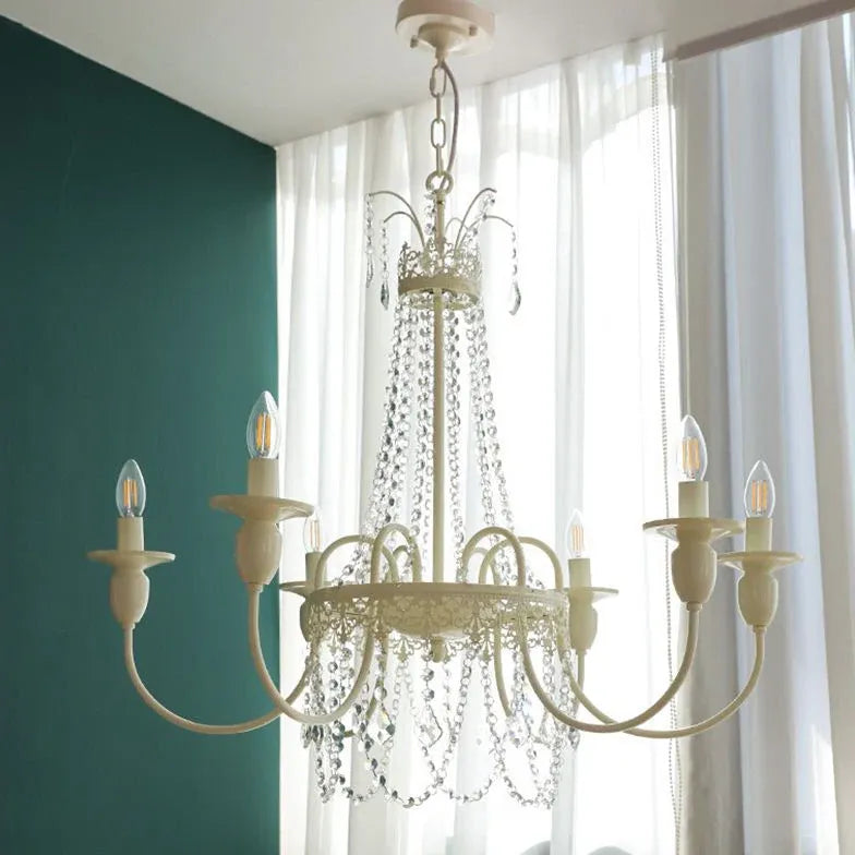 White Modern Chandeliers For Living Room Sliva Metal & Glass Ip20