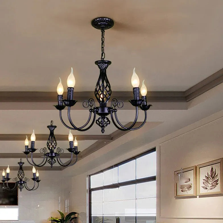 Black Traditional Chandeliers For Living Room Silva Metal & Glass Led Ip20