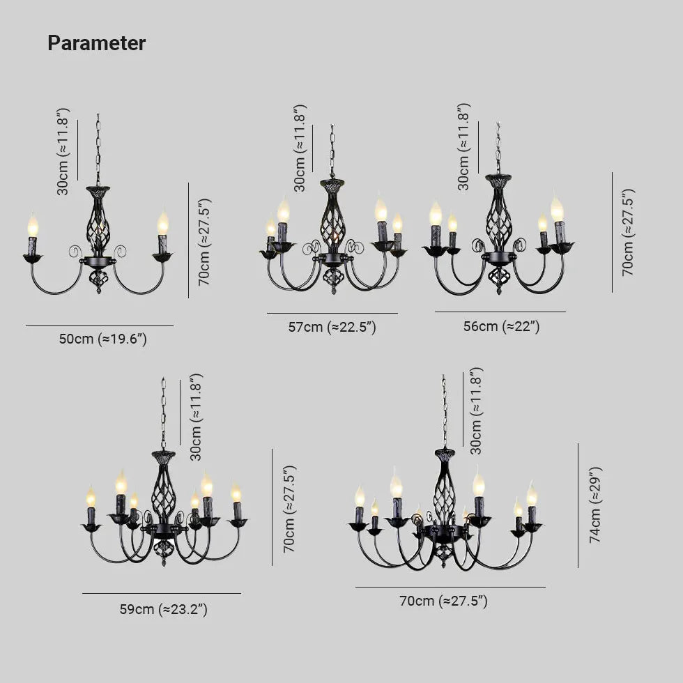 Black Traditional Chandeliers For Living Room Silva Metal & Glass Led Ip20