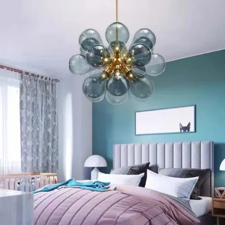 Coloured Glass Pendant Light For Bedroom Valentina Metal & Glass Ip20 Cool White Led