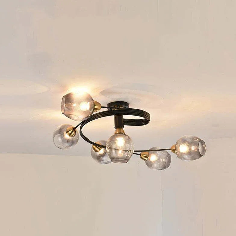 Black Valentina Glass Semi-flush Ceiling Light