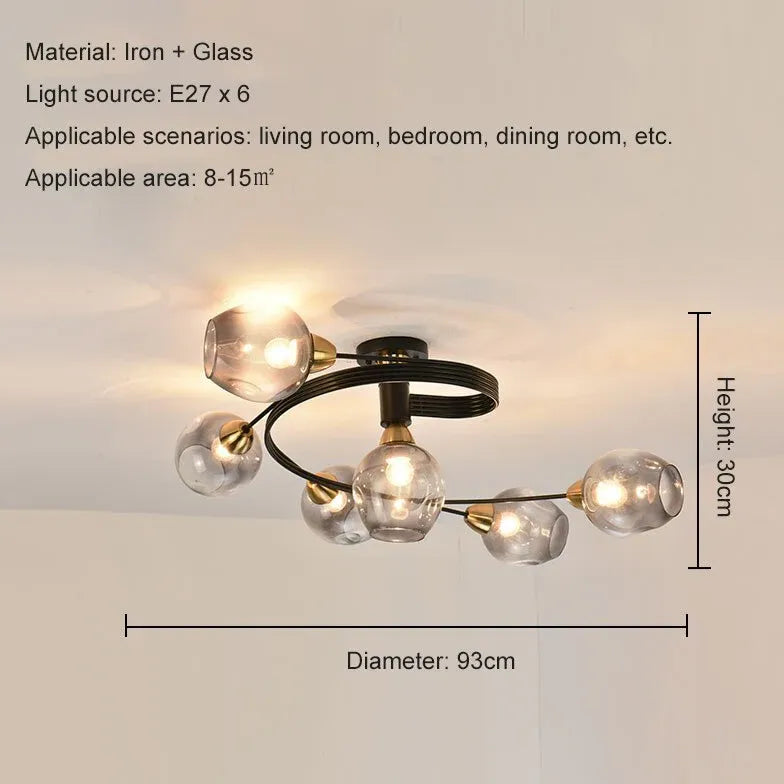 Black Valentina Glass Semi-flush Ceiling Light