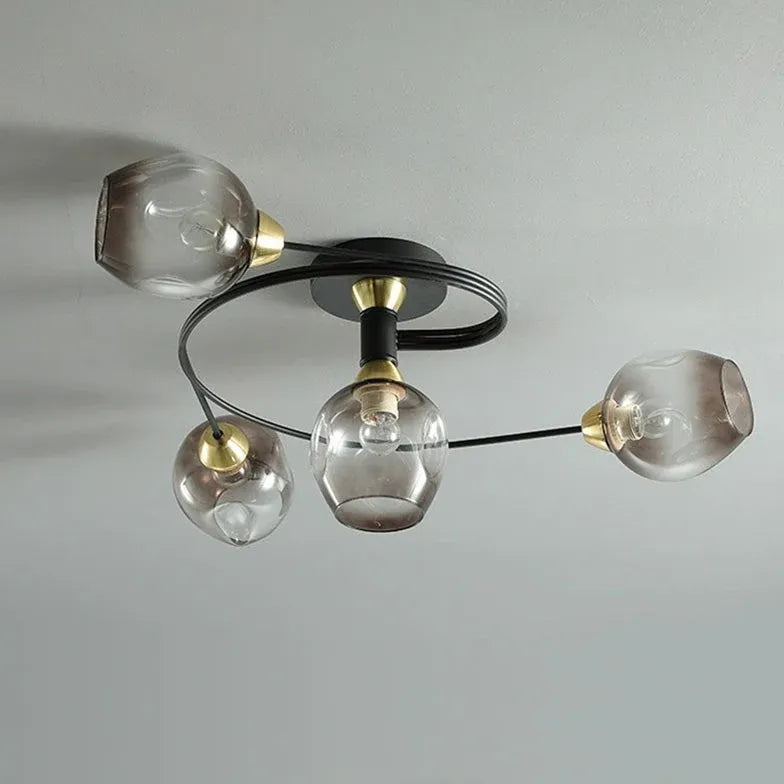 Black Valentina Glass Semi-flush Ceiling Light