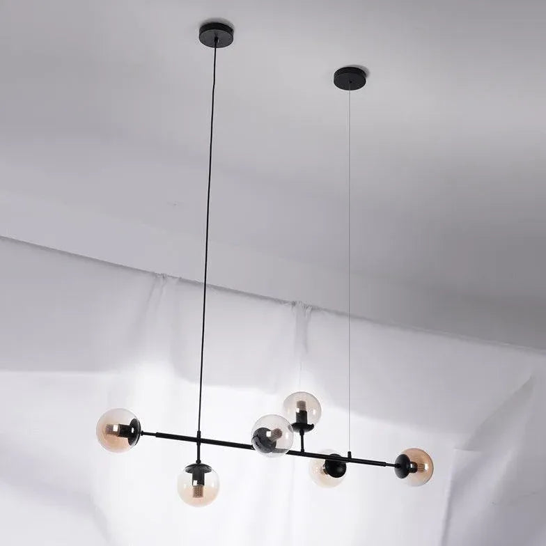 Black Coloured Glass Pendant Light For Bedroom Linear Valentina Metal Ip20