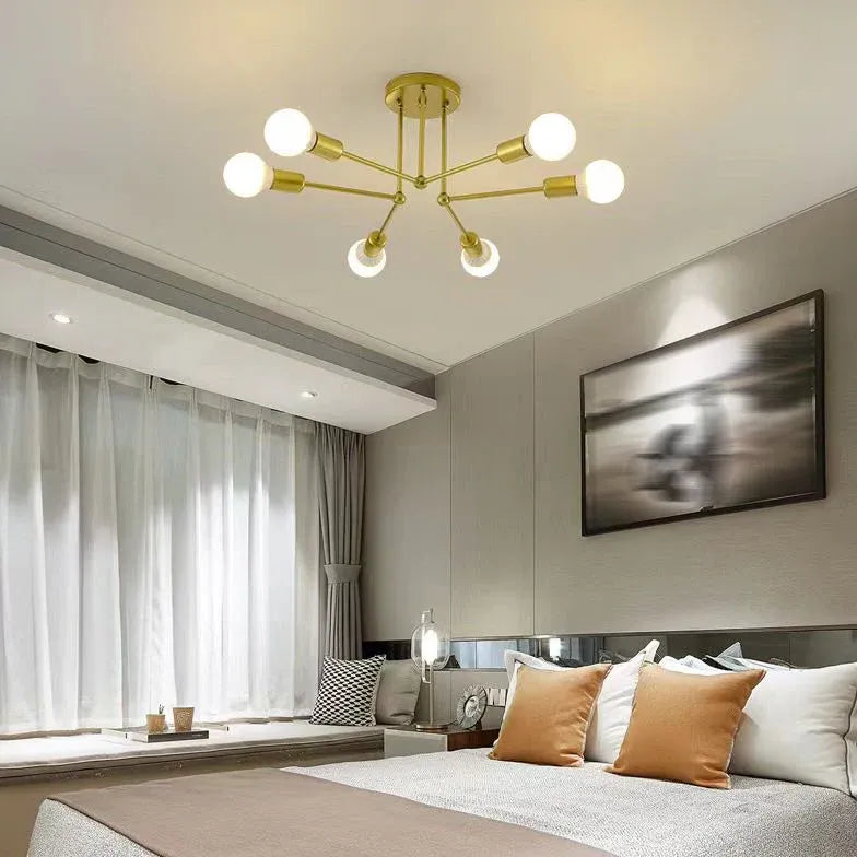 Semi-flush Light For Bedroom Linear Valentina Metal Without Bulbs