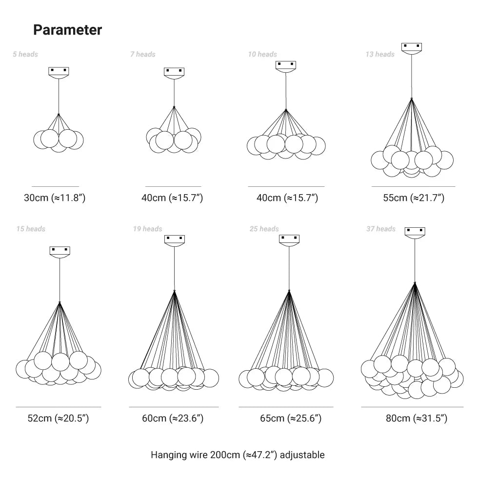 Chandelier For Bedroom Modern Metal & Glass Led