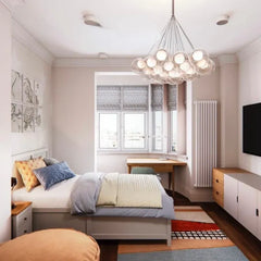 Chandelier For Bedroom Modern Metal & Glass Led