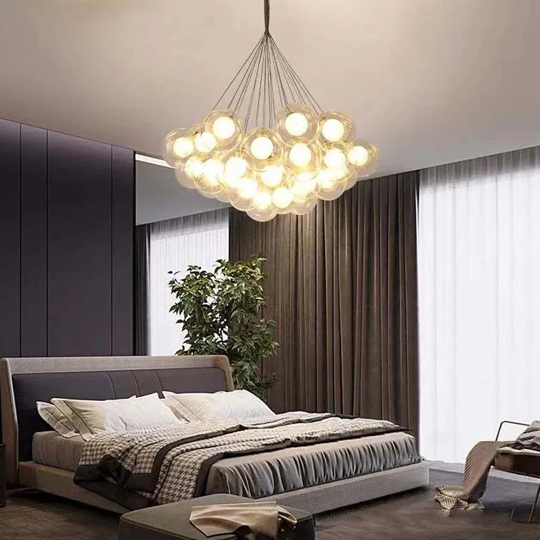 Chandelier For Bedroom Modern Metal & Glass Led