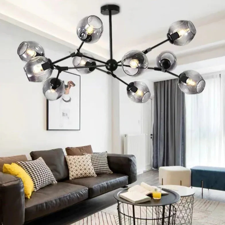 Black Modern Chandeliers For Bedroom Valentina Metal & Glass Ip20