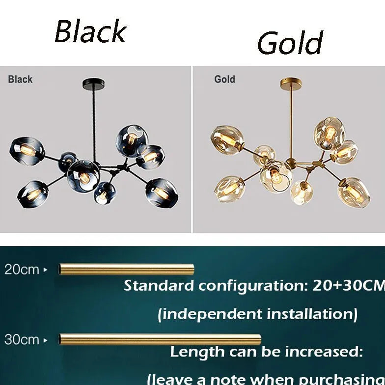 Black Modern Chandeliers For Bedroom Valentina Metal & Glass Ip20