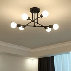 Black Semi-flush Light For Children's Room Modern Metal