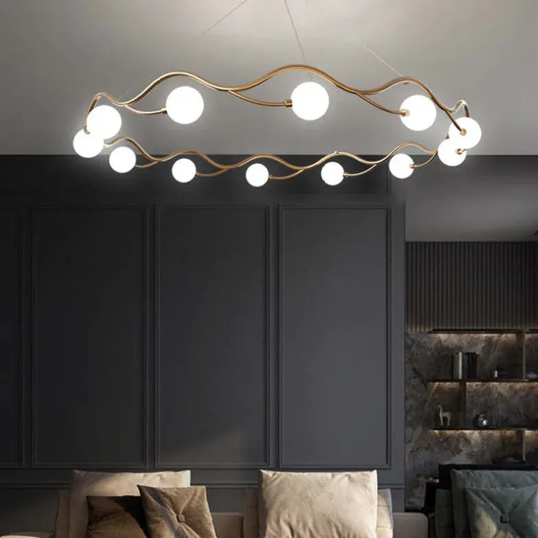 White Modern Wave Chandelier