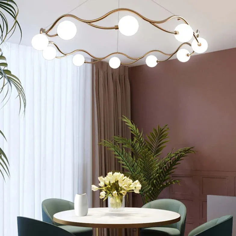 White Modern Wave Chandelier