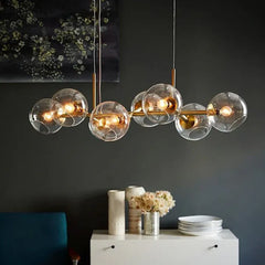 Black Statement Pendant Light For Living Room Valentina Metal & Glass Without Bulbs Led