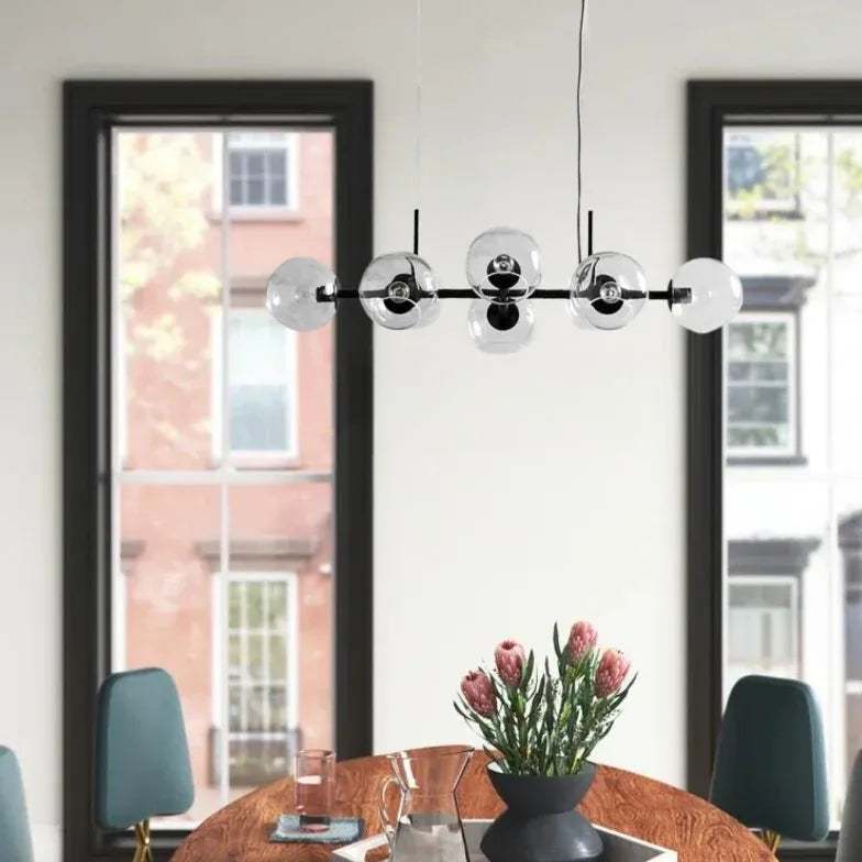 Black Statement Pendant Light For Living Room Valentina Metal & Glass Without Bulbs Led