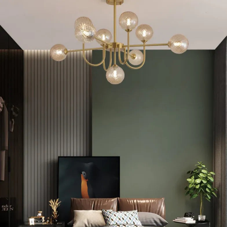 Gold Modern Led Chandelier Glass For Bedroom Valentina