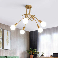 Modern Linear Curve Semi-flush Light For Living Room