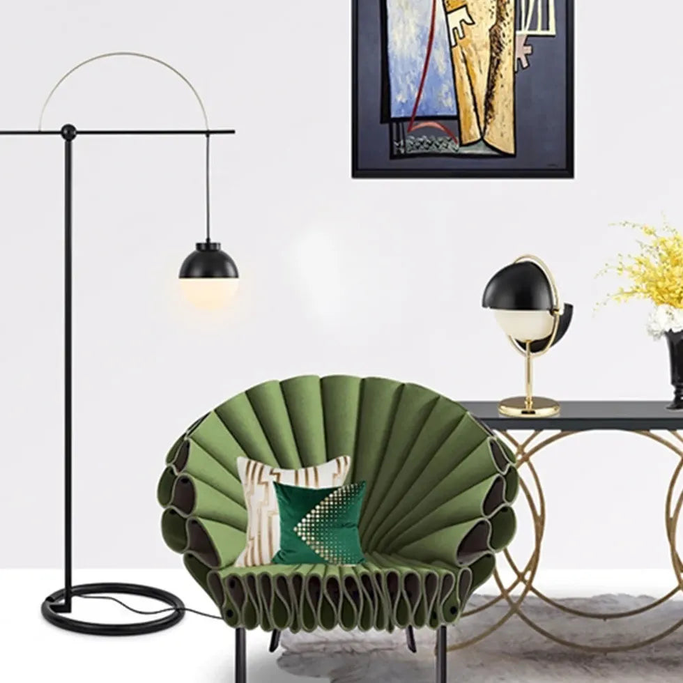 Black Floor Lamp For Study Room Valentina Metal & Glass