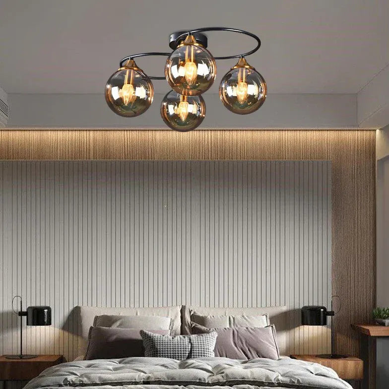 Semi-flush Light For Bedroom Valentina Metal & Glass Ip20 Warm White Led