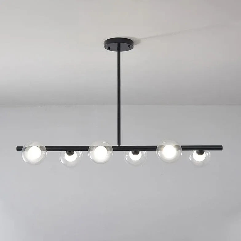 Black Statement Pendant Light For Bedroom Linear Valentina Metal & Glass Without Bulbs Ip20 Led