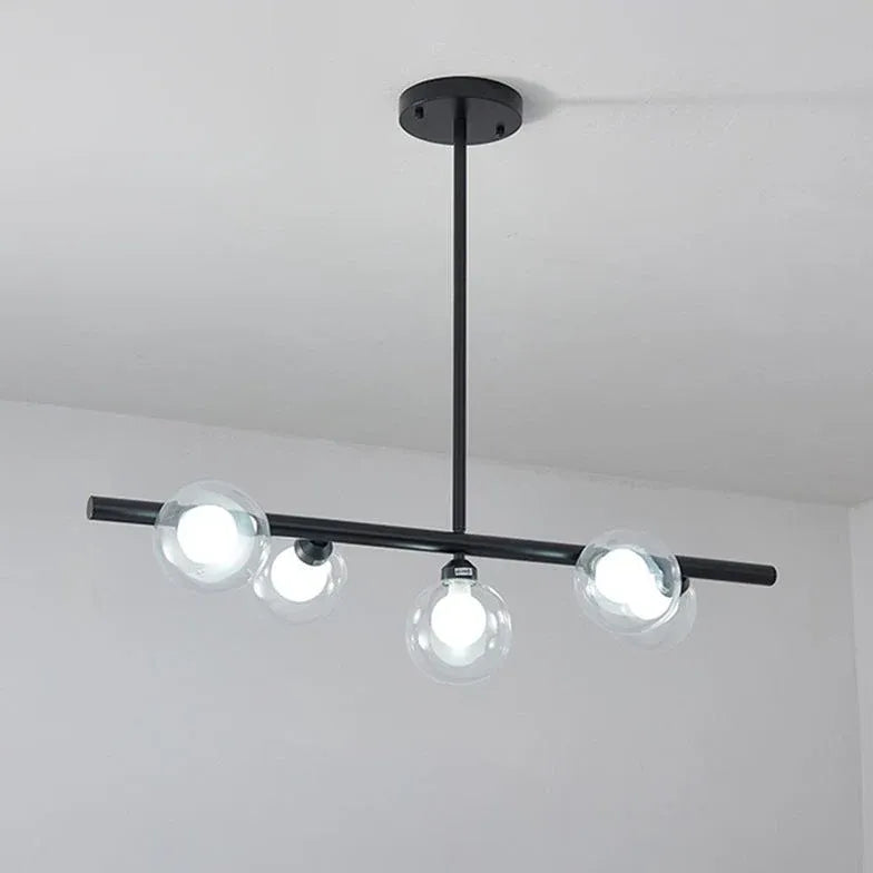 Black Statement Pendant Light For Bedroom Linear Valentina Metal & Glass Without Bulbs Ip20 Led