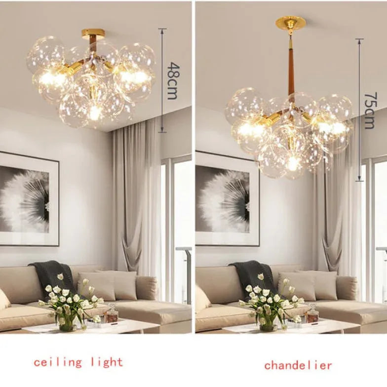 Black Nordic Luxury Clear Bubble Pendant Light