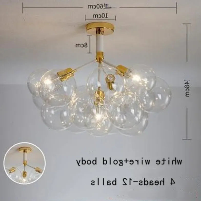 Black Nordic Luxury Clear Bubble Pendant Light