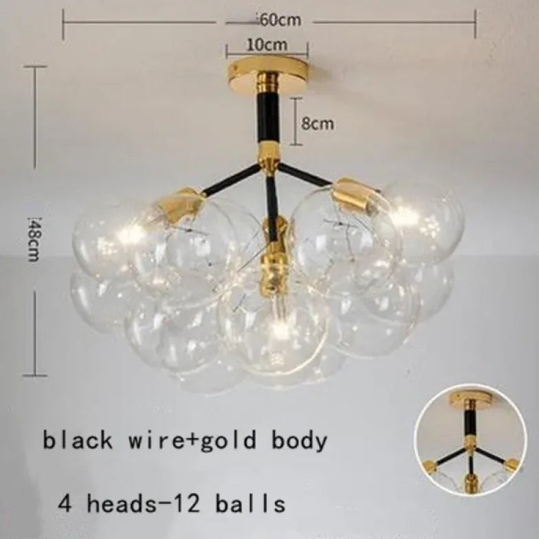 Black Nordic Luxury Clear Bubble Pendant Light