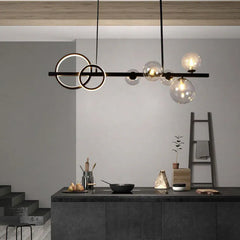 Black Bar Pendant Light For Bedroom Circle Artpad Metal & Glass Led Ip20