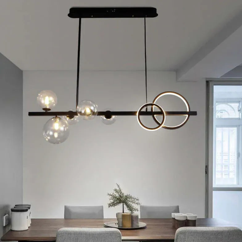 Black Bar Pendant Light For Bedroom Circle Artpad Metal & Glass Led Ip20