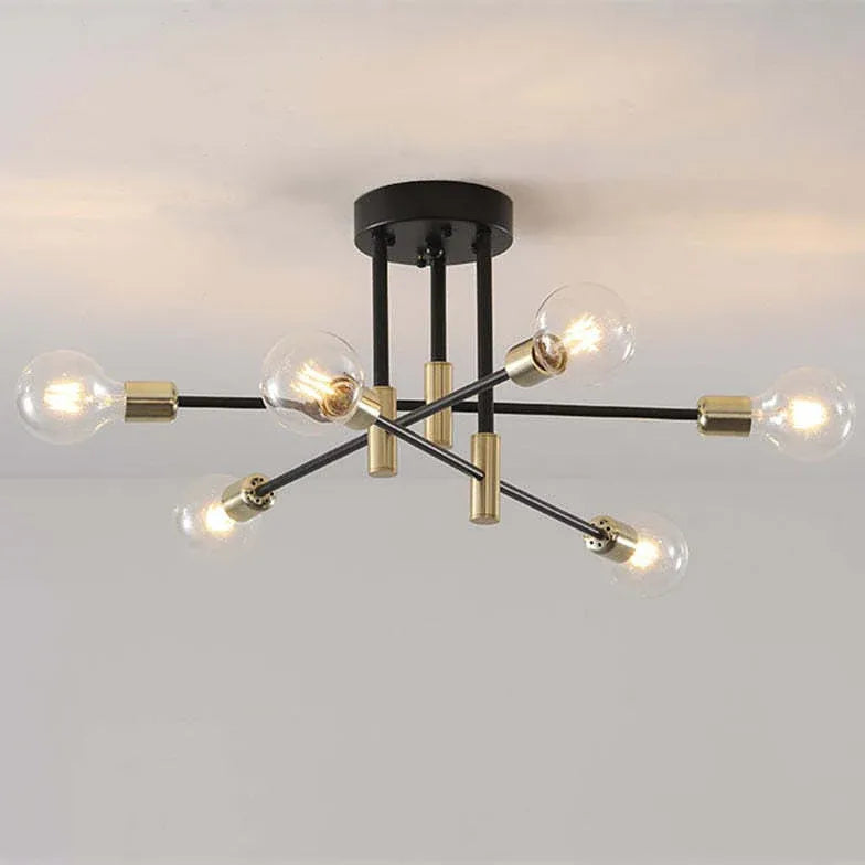 Black Semi-flush Light For Bedroom Valentina Metal Ip20 Led Without Bulbs