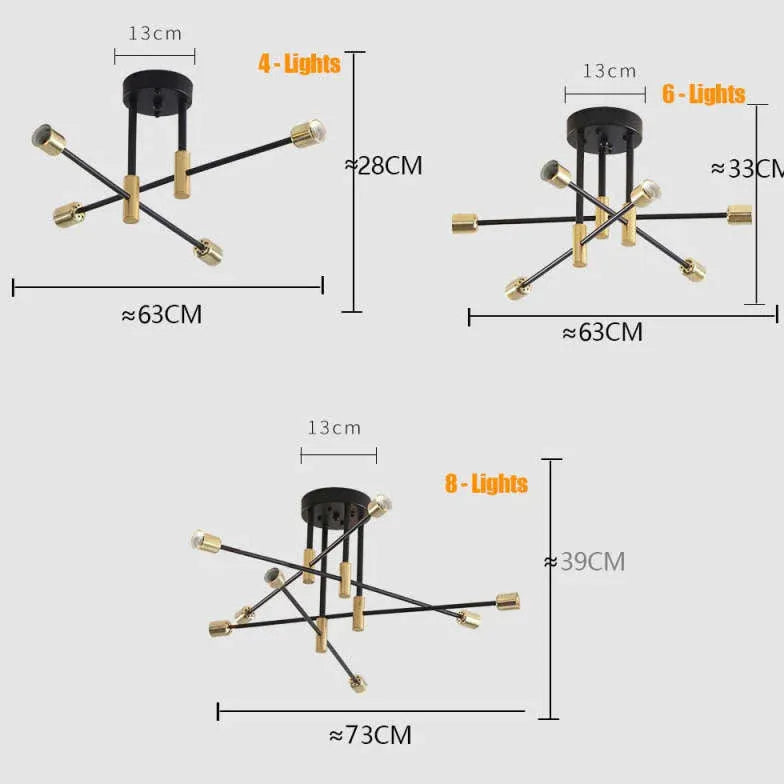 Black Semi-flush Light For Bedroom Valentina Metal Ip20 Led Without Bulbs