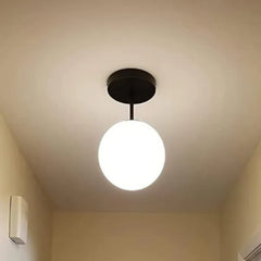 Black Led Ceiling Light For Bedroom Modern;globe Metal & Glass Led