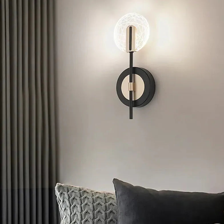 Black Flush Wall Light For Bedroom Modern Metal Led