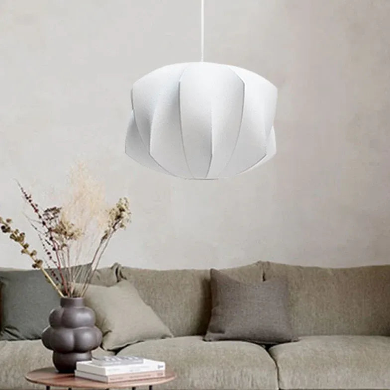 White Light Single Pendant For Living Room Renee Metal & Fabric Dimmable Led Ip20