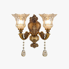 Gold Double Arm Wall Light For Bedroom Felicie Metal & Glass