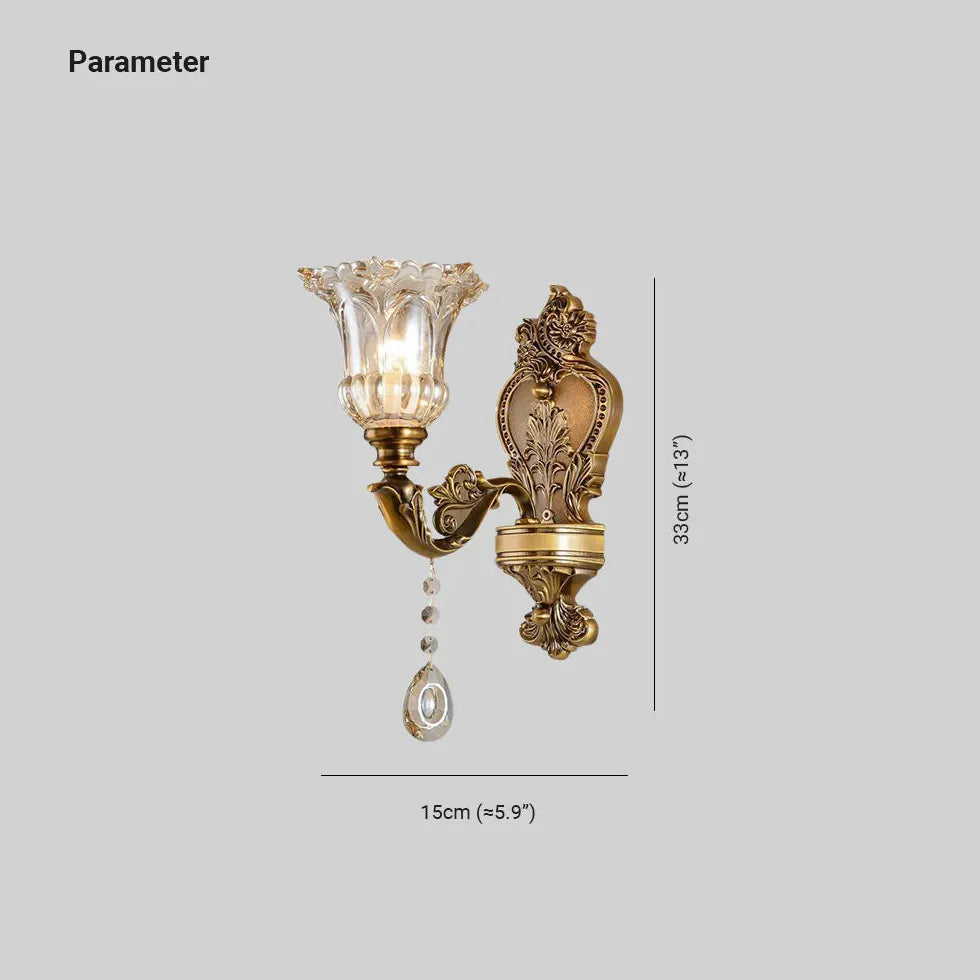 Gold Double Arm Wall Light For Bedroom Felicie Metal & Glass