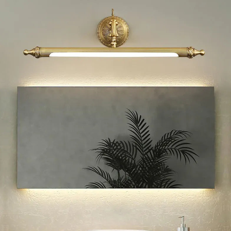 Gold Mirror Light For Bathroom Linear Felicie Metal & Acrylic Led Three Colours Temperature Switchable