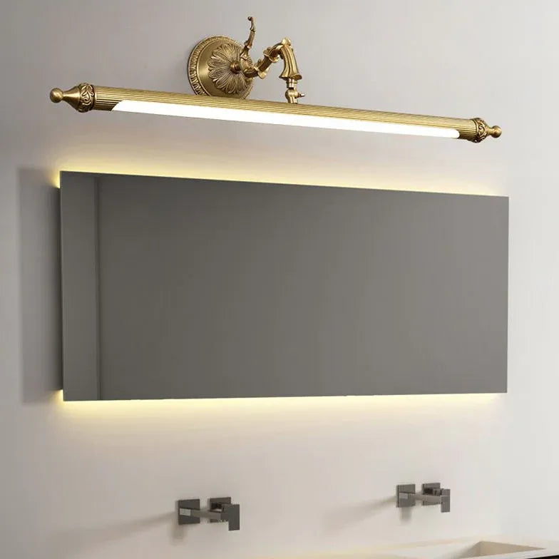 Gold Mirror Light For Bathroom Linear Felicie Metal & Acrylic Led Three Colours Temperature Switchable