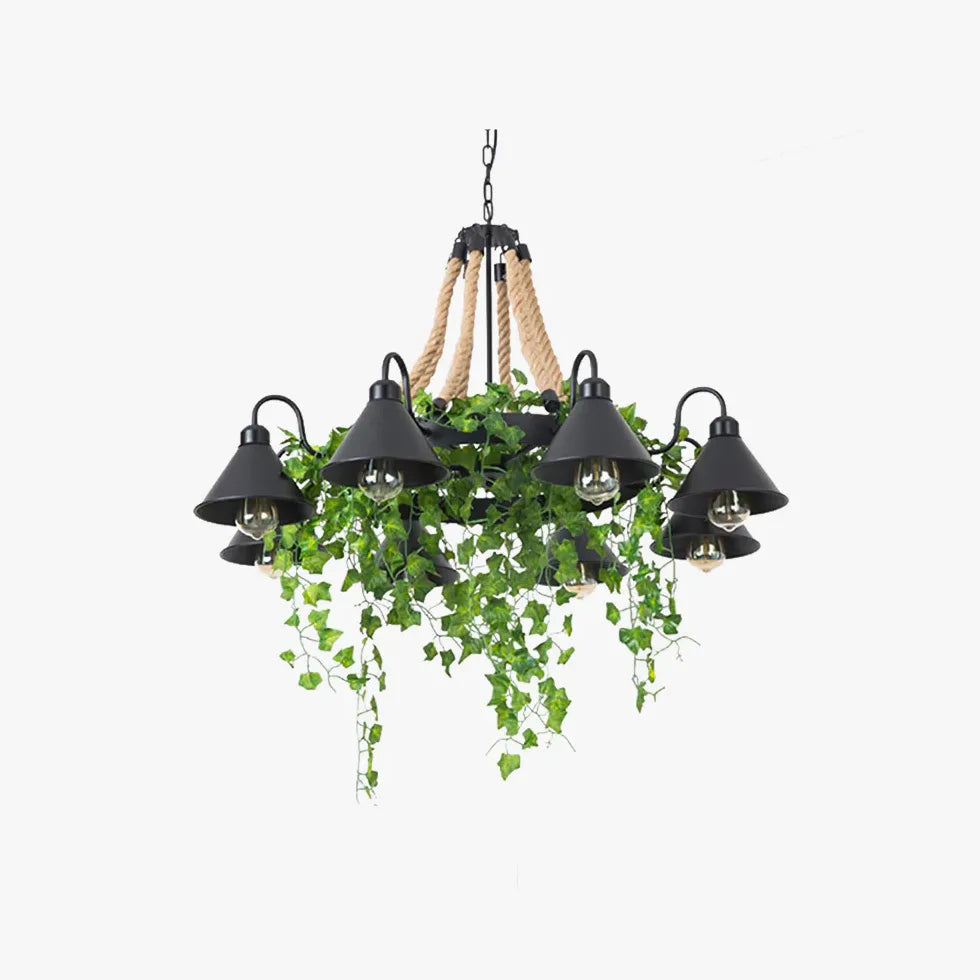 Black Statement Pendant Light For Bedroom Vireo Metal & Rope Without Bulbs Ip20 Led