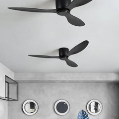 Black Ceiling Fan With Light For Study Room Walters Metal Dimmable